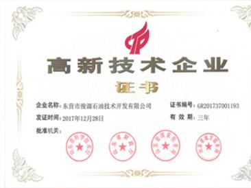 高新技術(shù)企業(yè)證書(shū)